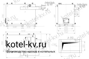 Котел КВр-1.25 без дымососа чертеж Чертеж котла КВр-1.25 без дымососа